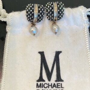 Michael Dawkins Sterling Silver Square Pearl Drop Earrings